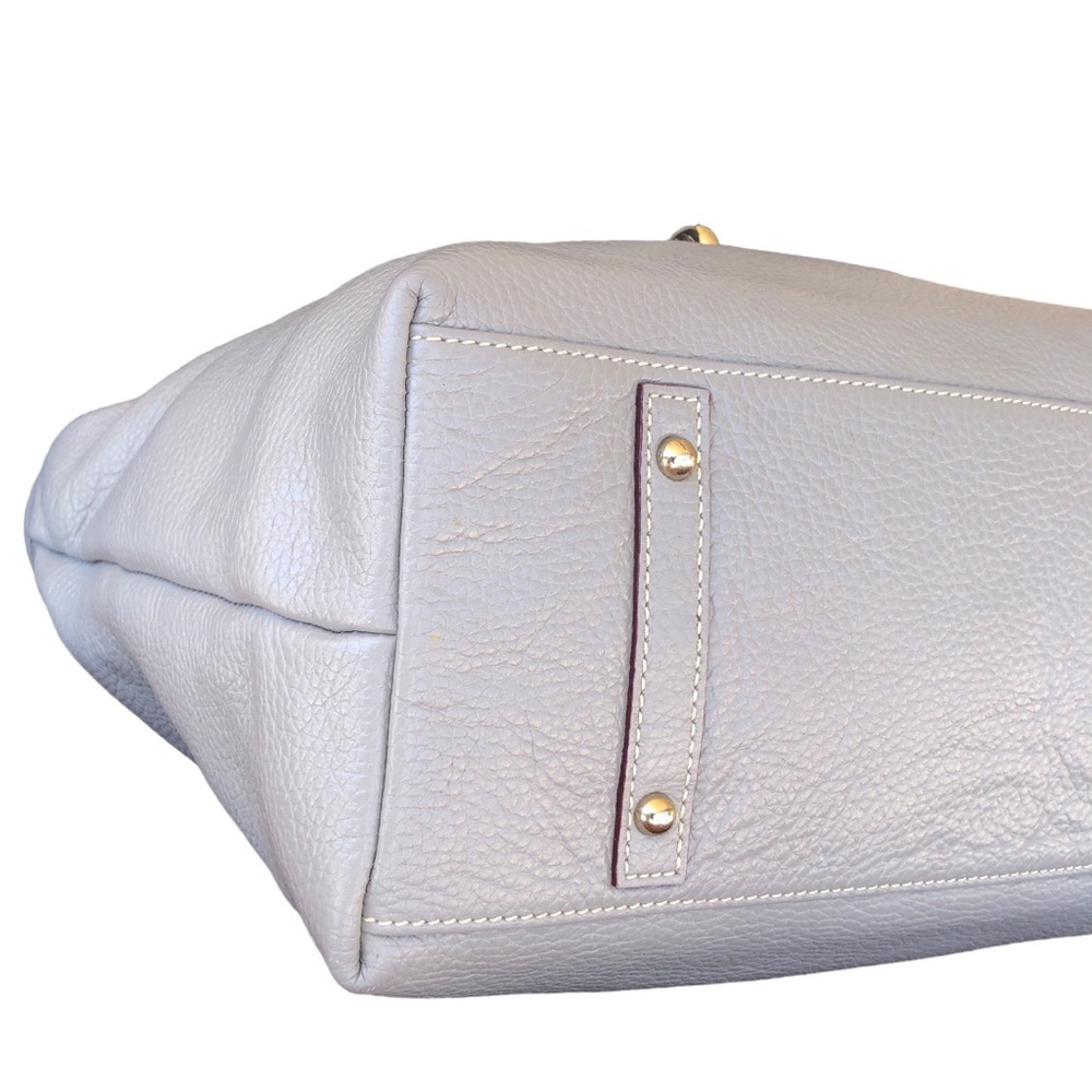 Dooney & Bourke Belvedere Pebble Leather Logo Lock Shoulder Bag Soft Gray - Picture 8 of 16